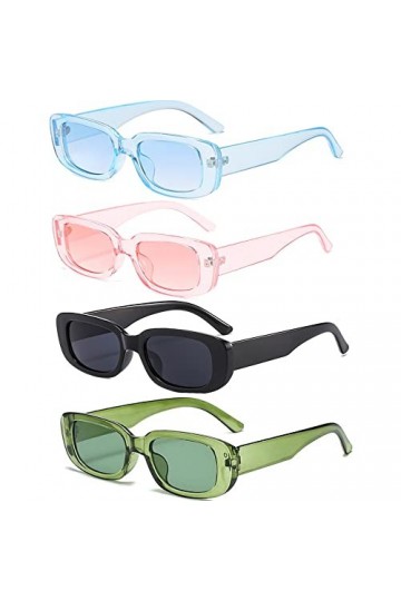 FSMILING Lot De 4 Lunettes De Soleil Rectangulaires Pour Femmes Rétro Petites Lunette De Soleil Vintage Lunettes De Soleil à 