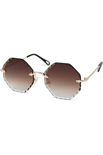 styleBREAKER Lunettes de soleil rondes pour dames sans monture avec verres teintés taille diamant, branches en relief, verres