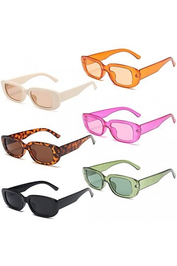 Unning Lot de 6 Lunettes de soleil Femme Rectangulaires Rétro Mode Lunettes de soleil de fête Vintage Party Lunettes Pour Fem