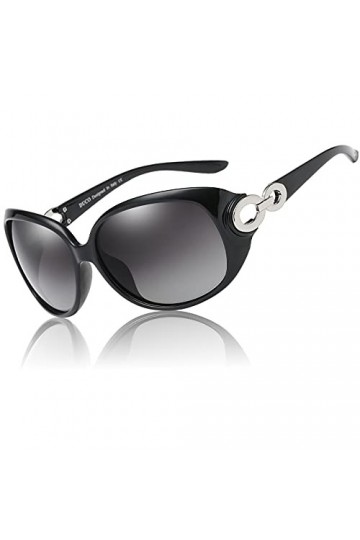 Duco Lunettes de soleil pour femme Lunettes de soleil polarisées classiques 100% anti-UV 1220 Noir 