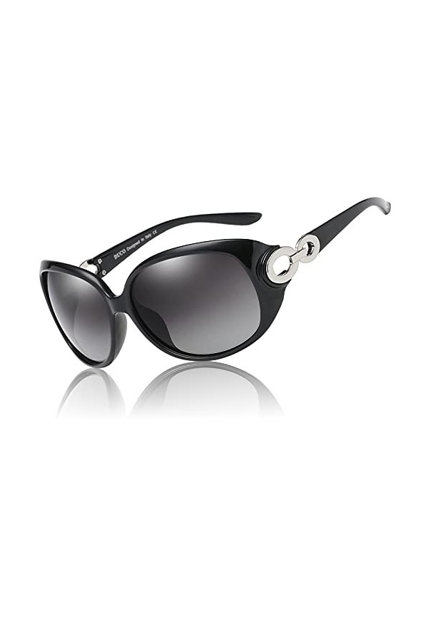 Duco Lunettes de soleil pour femme Lunettes de soleil polarisées classiques 100% anti-UV 1220 Noir 