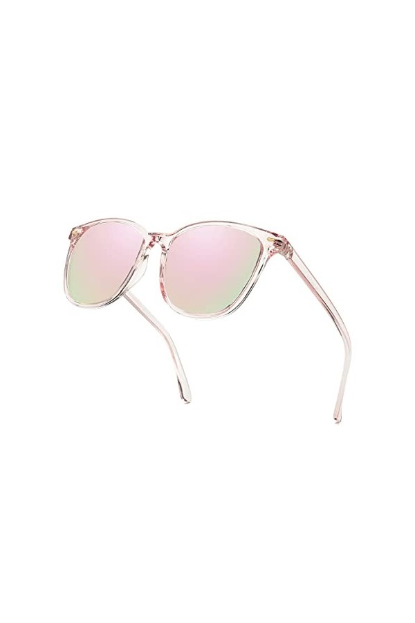 Myiaur Lunettes de soleil miroir pour femme, lunettes de soleil polarisées, protection UV, lunettes de soleil carrées classiq
