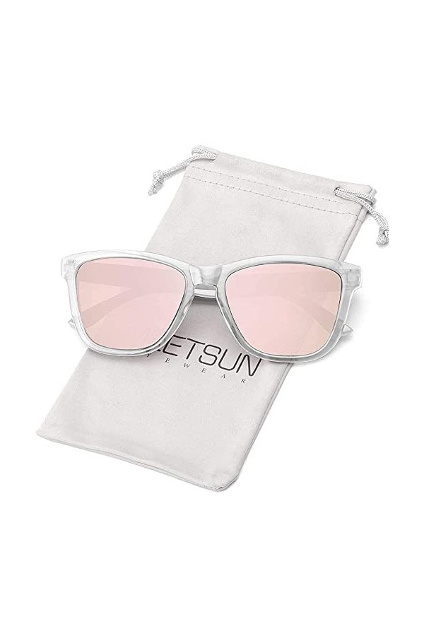MEETSUN Lunettes de soleil polarisées pour femmes, hommes, style design rétro classique noir, 54 