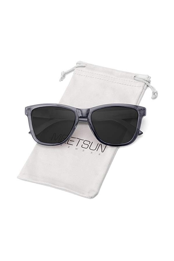 MEETSUN Lunettes de soleil polarisées pour femmes, hommes, style design rétro classique noir, 54 