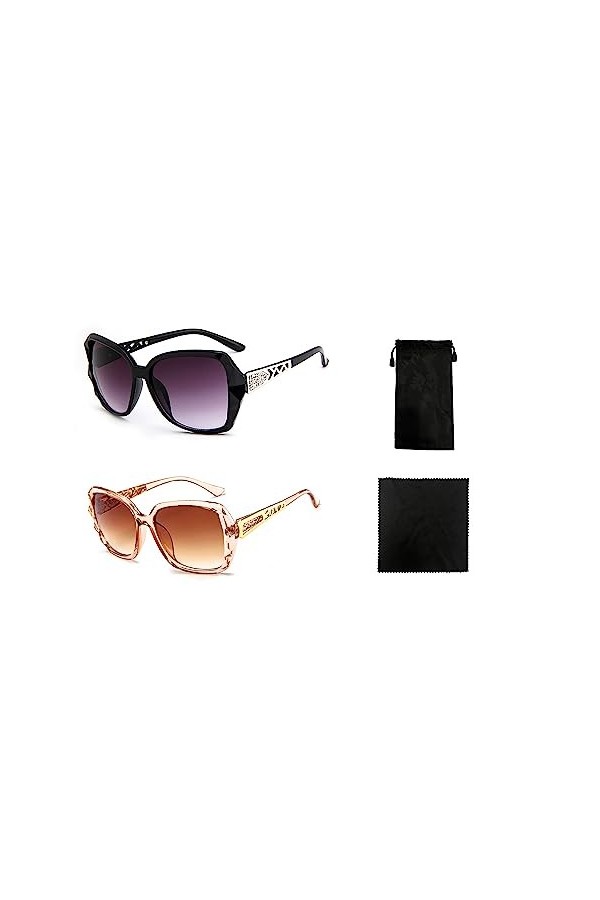 TAFACE 2 lunettes de soleil pour femmes à la mode, 1 chiffon pour lunettes et 1 sac à lunettes, lunettes de soleil pour femme