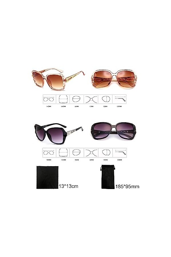 TAFACE 2 lunettes de soleil pour femmes à la mode, 1 chiffon pour lunettes et 1 sac à lunettes, lunettes de soleil pour femme
