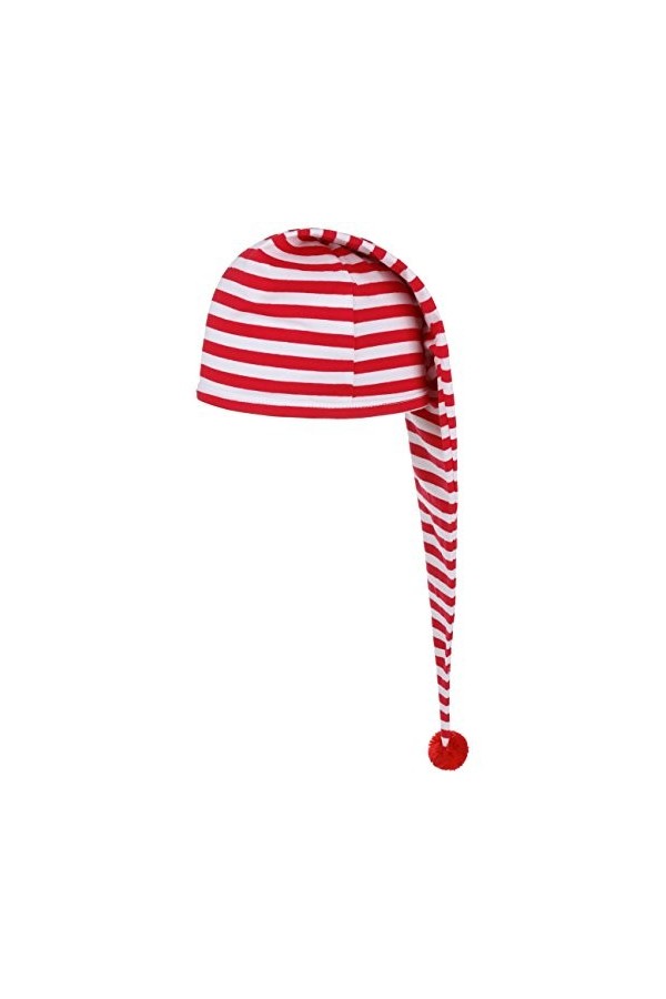 Lipodo Bonnet de Couchage Blanc de 56 cm de Long - Hommes et Femmes - Bonnet de Nuit en Coton - Chapeau Pompom - Taille Uni