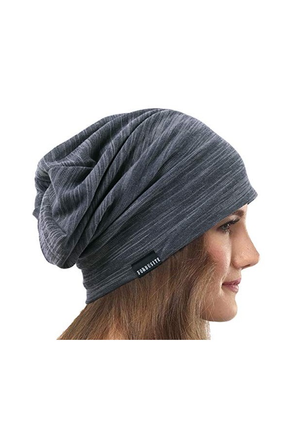 VECRY Femmes Slouchy Bonnet Mince Été Calotte Turban Doux Dormir Chimio Chapeaux 1 Noir 