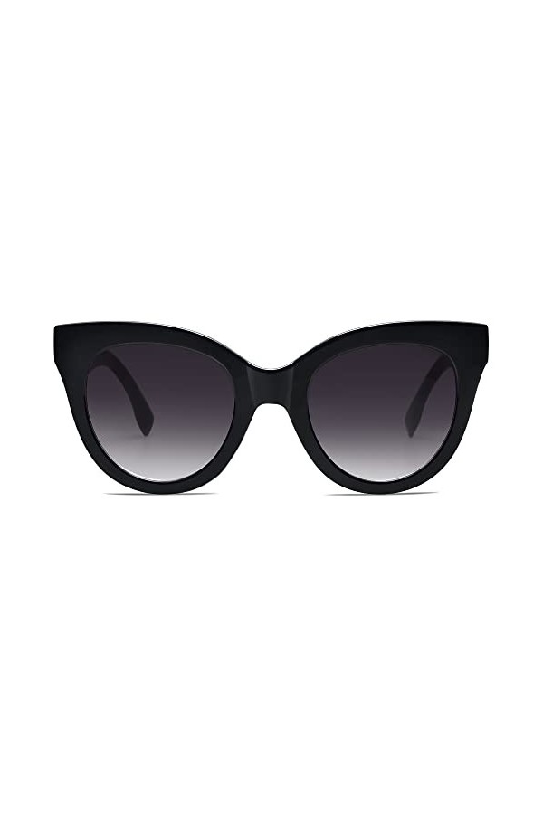 SOJOS Lunettes De Soleil Rétro Vintage Œil de chat Oversize Femmes Designer Lunettes HOLIDAY SJ2074 Avec Monture Noir/Verre G