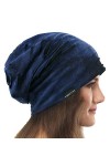 VECRY Femmes Slouchy Bonnet Mince Été Calotte Turban Doux Dormir Chimio Chapeaux 1 Noir 