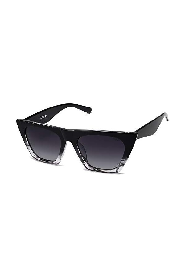 SOJOS Lunettes De Soleil Rétro Œil de chat Polarisé Pour Les Femmes Style de mode Sunnies Bella SJ2115 Avec C1 Monture Noir/V