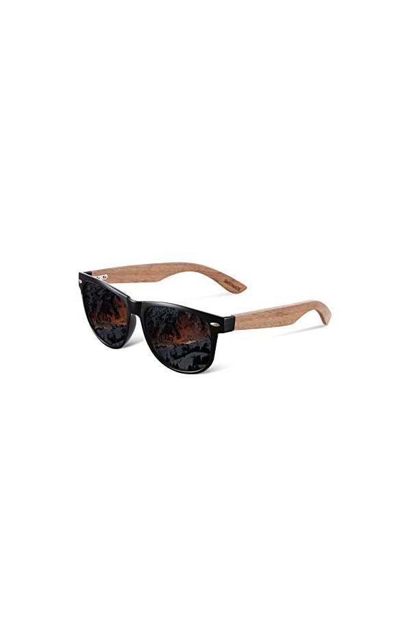 GREENTREEN Lunettes de Soleil Polarisées pour Homme et Femmes, Lunettes de Soleil en Bois, 100% anti UV400 lunettes de soleil
