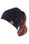 DURINM Femme Bonnet Queue Messy Chignon Chapeaux Bonnet Femme Bonnet dhiver avec Trou Chapeaux de Queue de Cheval Bonnet tri