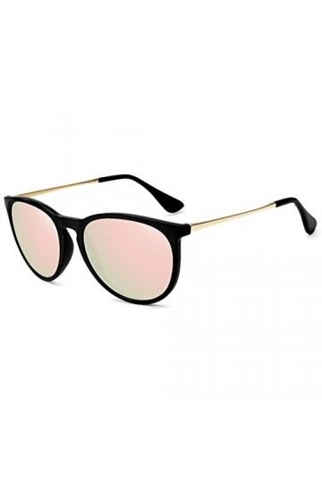 WOWSUN Lunettes de soleil polarisées pour femme vintage rétro avec verres miroir Or-Rose 