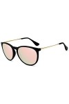 WOWSUN Lunettes de soleil polarisées pour femme vintage rétro avec verres miroir Or-Rose 