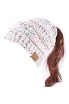 DURINM Femme Bonnet Queue Messy Chignon Chapeaux Bonnet Femme Bonnet dhiver avec Trou Chapeaux de Queue de Cheval Bonnet tri