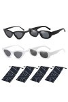 Lunettes de Soleil Oeil Chat Femme Rectangulaire 4pcs Yeux Pour Femmes Lunette Rétro Petit Cadre Classique Protection UV Tria