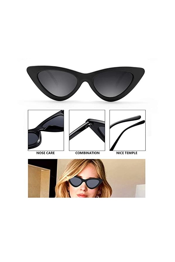 Lunettes de Soleil Oeil Chat Femme Rectangulaire 4pcs Yeux Pour Femmes Lunette Rétro Petit Cadre Classique Protection UV Tria