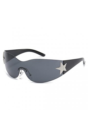 Long Keeper Lunettes de Soleil Sans Monture pour Femme Homme, Lunettes de Soleil Y2k Enveloppant Lunettes Futuriste de Mode a