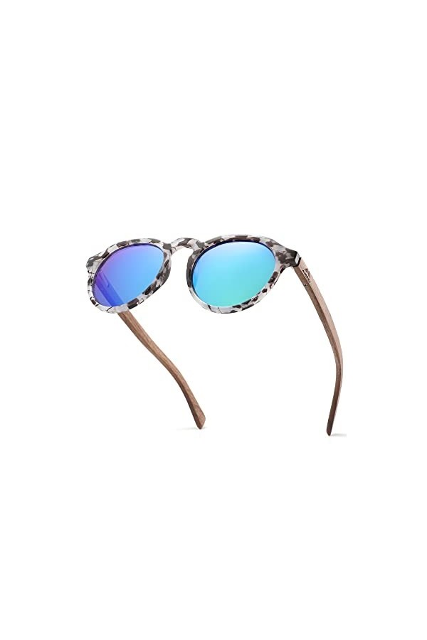 AMEXI Lunettes de Soleil Polarisées pour Homme et Femmes, Lunettes de Soleil en Bois,100% anti UV400,CN8048