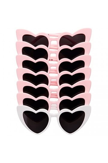 Bachelorette Sunglasses Pink Heart Sunglasses 7 Pack - Heart Shaped Sunglasses for Women - Pink Heart Glasses Heart Shaped Gl
