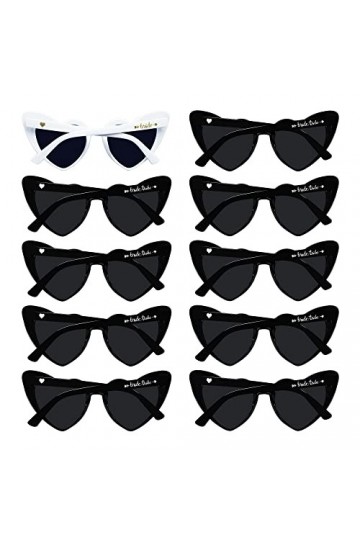 LADY&HOME Lady & Home Lot de 10 lunettes de soleil en forme de cœur pour enterrement de vie de jeune fille, Black, Medium, No