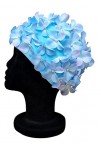 Blue Reef Leo Floral Bonnet de bain classique rétro 3D Pétale de fleur Uni Joli Élégant Vintage Bonnet de bain Taille unique 