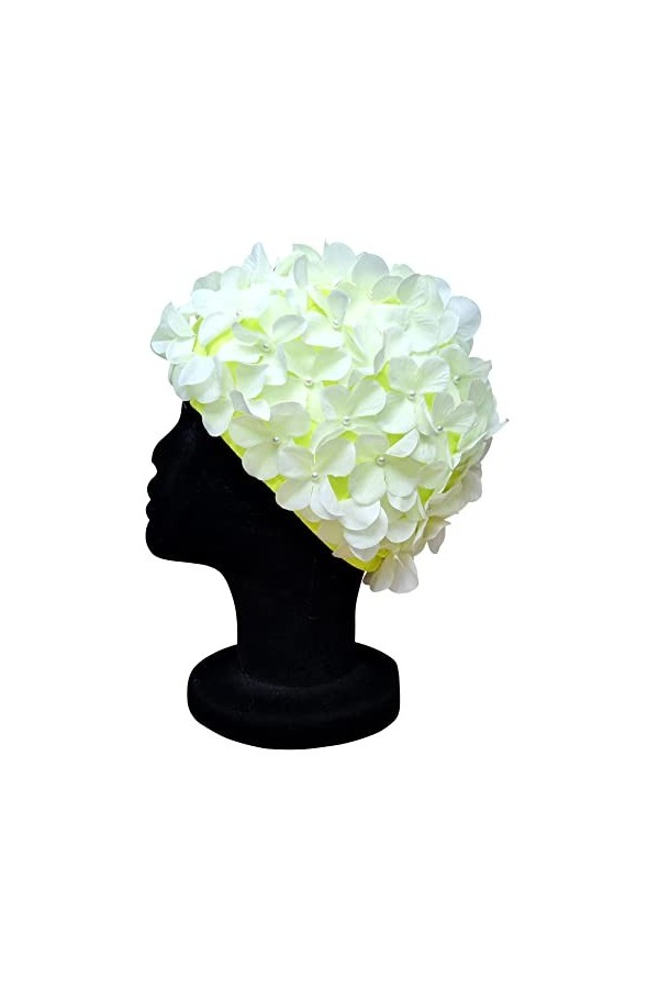 Blue Reef Leo Floral Bonnet de bain classique rétro 3D Pétale de fleur Uni Joli Élégant Vintage Bonnet de bain Taille unique 