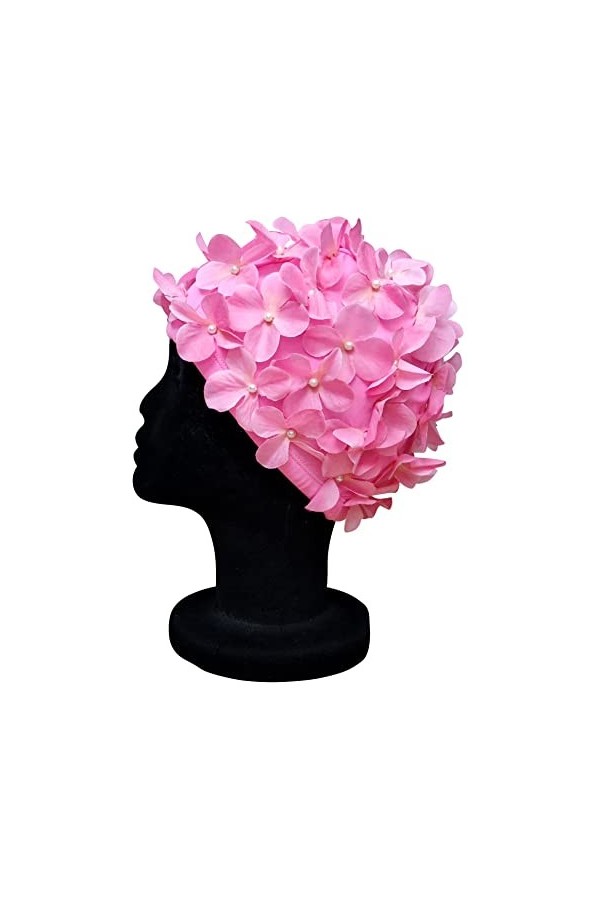 Blue Reef Leo Floral Bonnet de bain classique rétro 3D Pétale de fleur Uni Joli Élégant Vintage Bonnet de bain Taille unique 