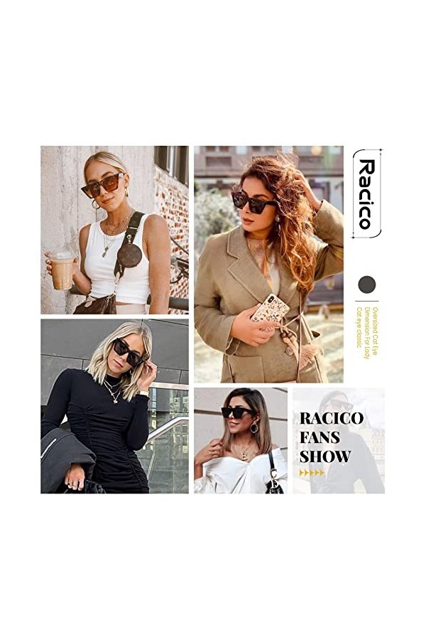 Lunettes de soleil tendance œil de chat pour femme – Lot de 2 lunettes de soleil carrées surdimensionnées style œil de chat v