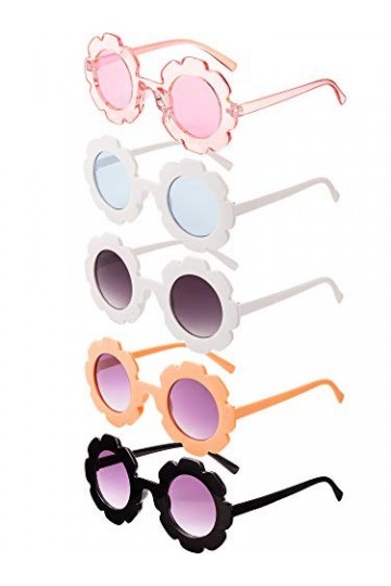5 Paires Lunettes de Soleil Enfants Lunettes de Soleil Rondes Mignonnes Lunettes en Forme de Fleur Enfants Fille Garçon Cadea