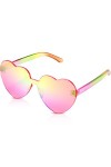 Maxdot Lunettes de soleil en forme de cœur, Revêtement holographique rose, Medium