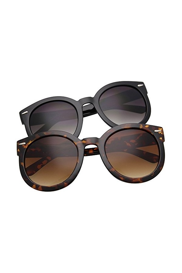 grinderPUNCH Lunettes de soleil surdimensionnées pour femmes Round Circle Oversized Mod Fashion Tortoise