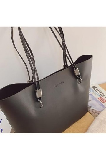 Teogneot Sac Cabas Femmes Grand PU Cuir Sac de Cours Sac Ordinateur Portable Sac a Main pour Les Cours,Noir