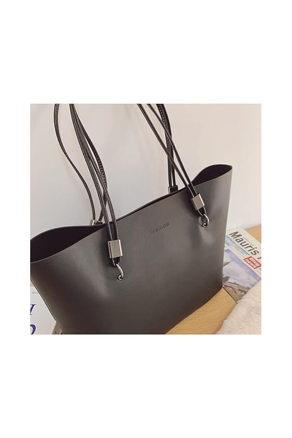 Teogneot Sac Cabas Femmes Grand PU Cuir Sac de Cours Sac Ordinateur Portable Sac a Main pour Les Cours,Noir