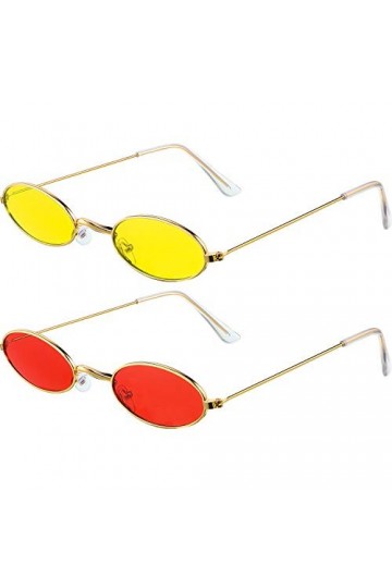 Frienda 2 Paires Lunettes de Soleil Ovales Vintage Petites Lunettes de Soleil Ovales Mini Lunettes Rondes Élégantes Vintage p