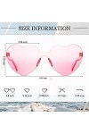 Fiada Lunettes de Soleil Transparentes sans Monture Coeur Couleur Bonbon Rose