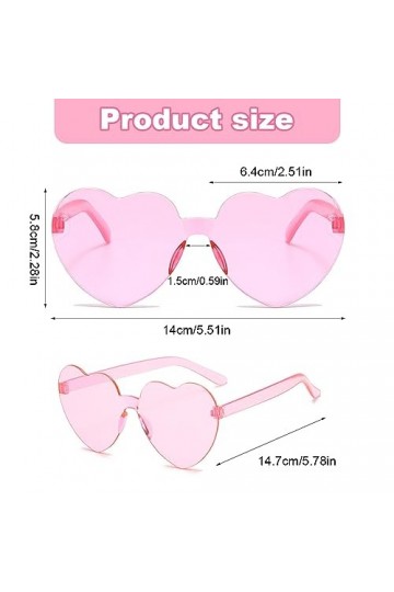 JITNGA 1 Pièce Lunettes De Soleil Hippie En Forme De Cœur Sans Monture Candy Lunettes De Soleil Transparentes Rétro Hippie Co