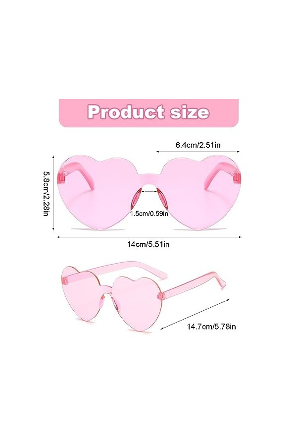 JITNGA 1 Pièce Lunettes De Soleil Hippie En Forme De Cœur Sans Monture Candy Lunettes De Soleil Transparentes Rétro Hippie Co