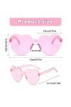 JITNGA 1 Pièce Lunettes De Soleil Hippie En Forme De Cœur Sans Monture Candy Lunettes De Soleil Transparentes Rétro Hippie Co