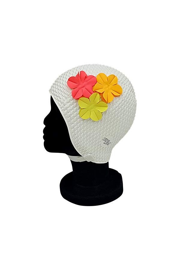 Blue Reef Rome Bubble Bonnet de bain pour femme Motif floral classique rétro 3 pétales 3D 3 couleurs tropicales Élégant vinta