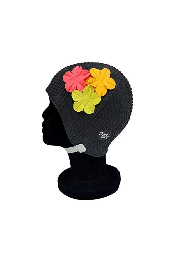 Blue Reef Rome Bubble Bonnet de bain pour femme Motif floral classique rétro 3 pétales 3D 3 couleurs tropicales Élégant vinta