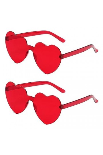 JITNGA 2 Pièces Lunettes De Soleil Hippie En Forme De Cœur Sans Monture Candy Lunettes De Soleil Transparentes Rétro Hippie C