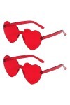 JITNGA 2 Pièces Lunettes De Soleil Hippie En Forme De Cœur Sans Monture Candy Lunettes De Soleil Transparentes Rétro Hippie C