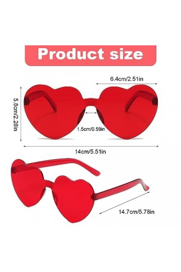 JITNGA 2 Pièces Lunettes De Soleil Hippie En Forme De Cœur Sans Monture Candy Lunettes De Soleil Transparentes Rétro Hippie C