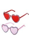 JDCMEI 2 Paires Lunettes de Soleil en Forme de Coeur, Lunettes Parti de Soleil Hippie, Lunettes Vintage Hippie de Couleur,Pou