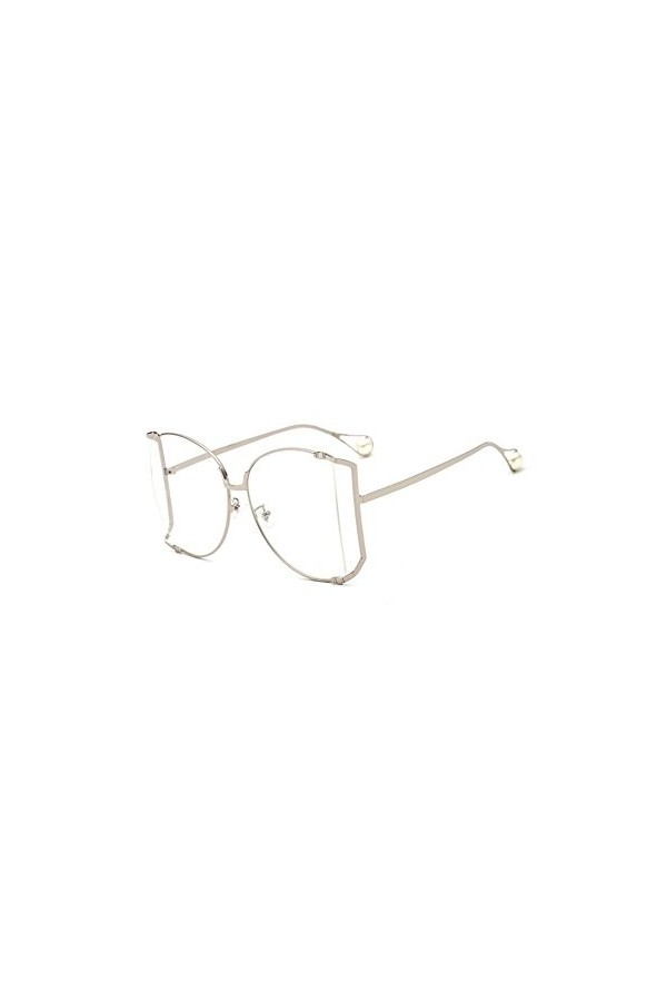 Lubier 1 pièce Femme Perle de Grand Cadre Lunettes de Soleil Lunettes de Soleil pour Femme coloré en métal ajouré dans Toute 