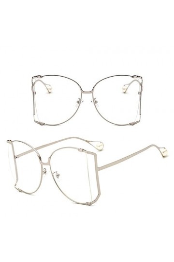 Lubier 1 pièce Femme Perle de Grand Cadre Lunettes de Soleil Lunettes de Soleil pour Femme coloré en métal ajouré dans Toute 