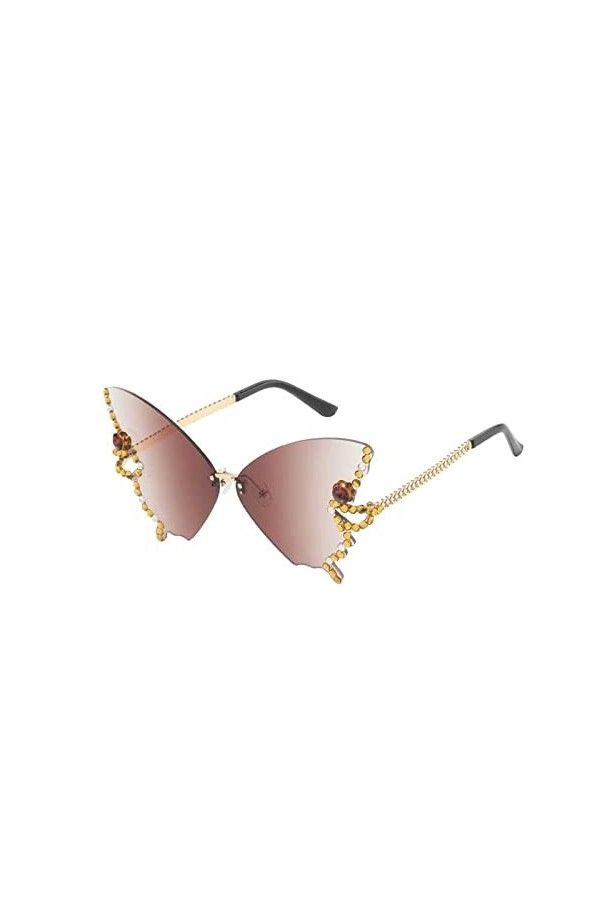 XZincer Lunettes de soleil Borderles bijoux lunettes de soleil femmes en forme de lunettes de soleil femmes surdimensionnées 