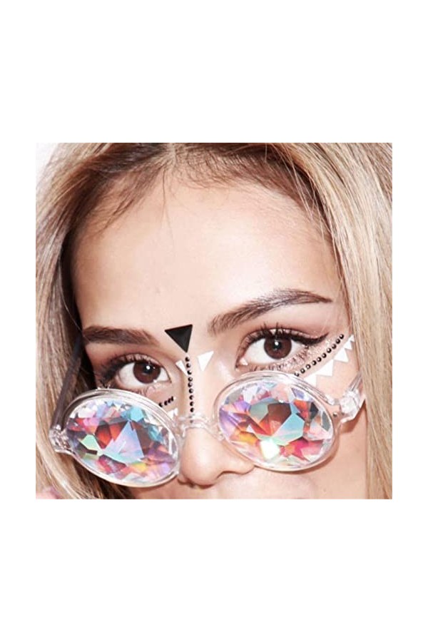 aaSccex Kaléidoscopes Lunettes Festival Party Rave Lunettes Hommes Femmes Rondes Kaléidoscopes Lunettes De Soleil Musique Ran